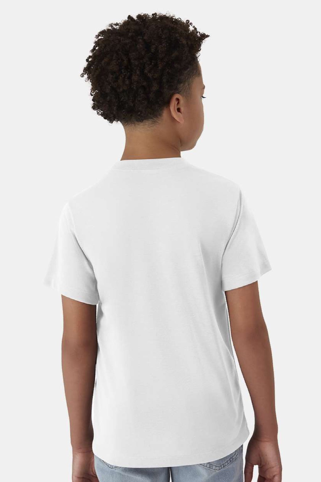 Hanes 484Y Youth Cool Dri Cotton Touch Short Sleeve Crewneck T-Shirt White Model Back
