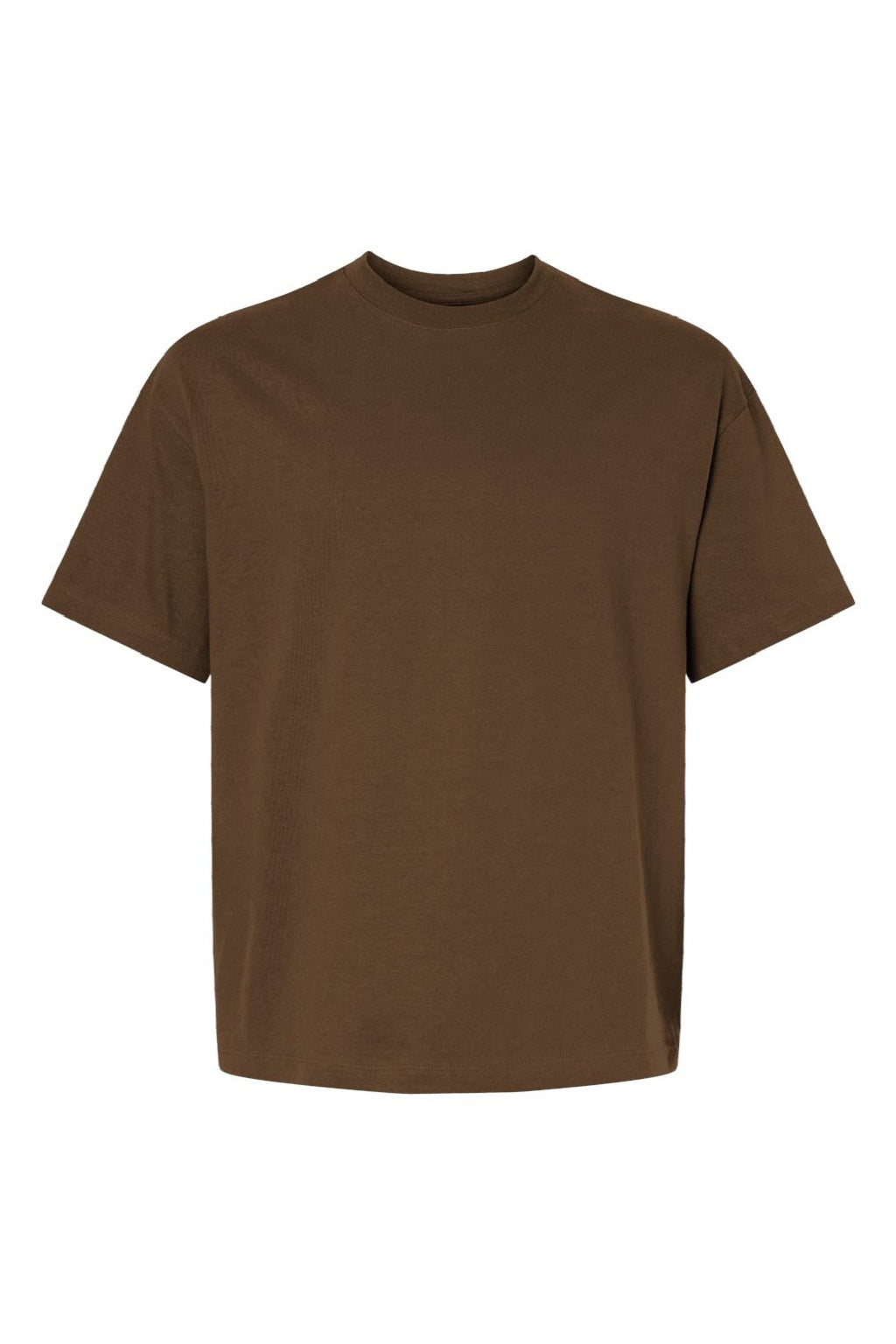 Hanes 5180R Mens Beefy-T Retro Street Short Sleeve Crewneck T-Shirt Army Brown Flat Front