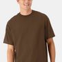 Hanes Mens Beefy-T Retro Street Short Sleeve Crewneck T-Shirt - Army Brown - New