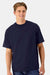 Hanes 5180R Mens Beefy-T Retro Street Short Sleeve Crewneck T-Shirt Athletic Navy Blue Model Front