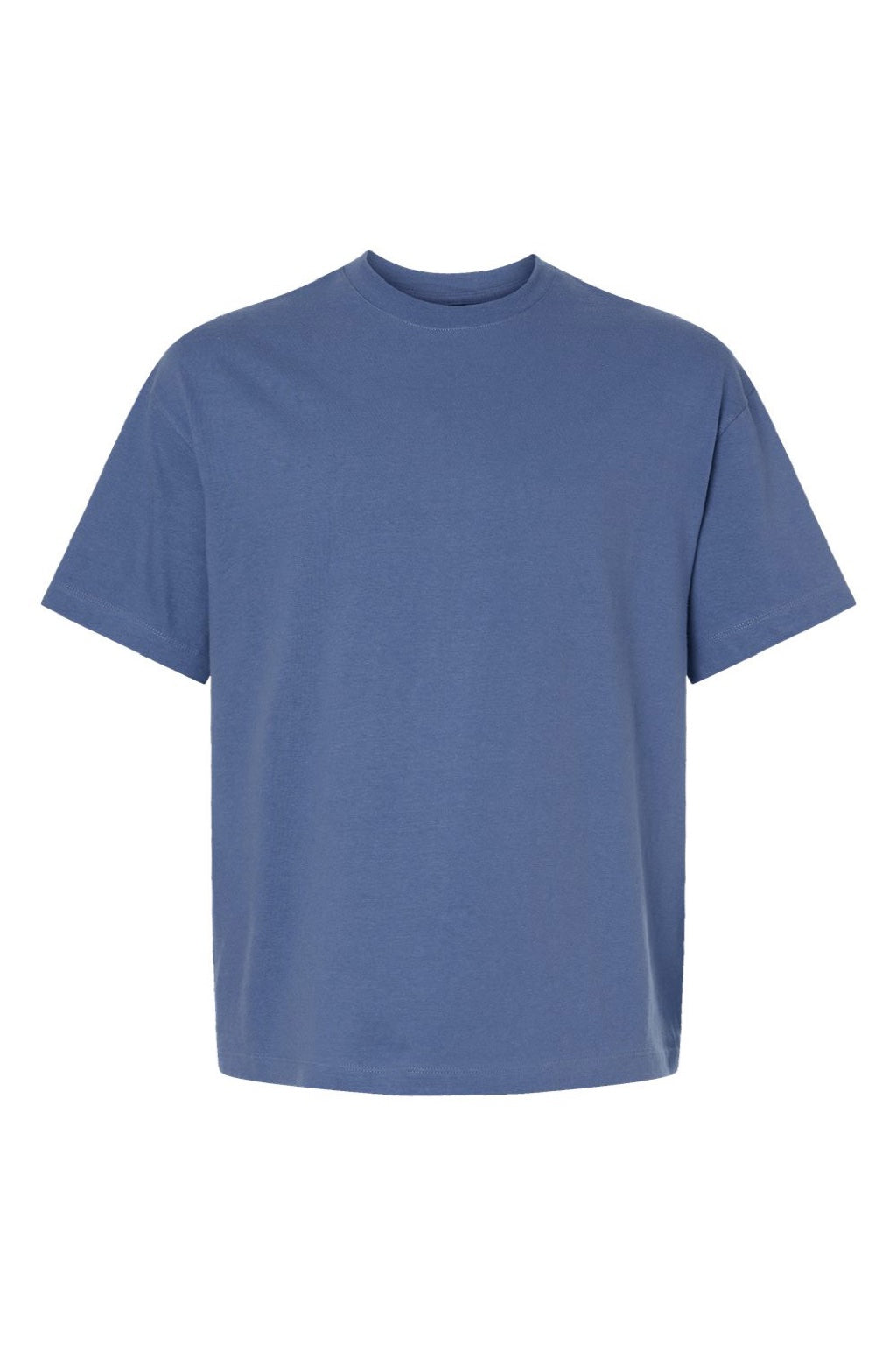 Hanes 5180R Mens Beefy-T Retro Street Short Sleeve Crewneck T-Shirt Denim Blue Flat Front