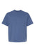 Hanes 5180R Mens Beefy-T Retro Street Short Sleeve Crewneck T-Shirt Denim Blue Flat Front