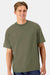 Hanes 5180R Mens Beefy-T Retro Street Short Sleeve Crewneck T-Shirt Fatigue Green Model Front