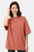 Hanes 5180R Mens Beefy-T Retro Street Short Sleeve Crewneck T-Shirt Picante Pink Model Front