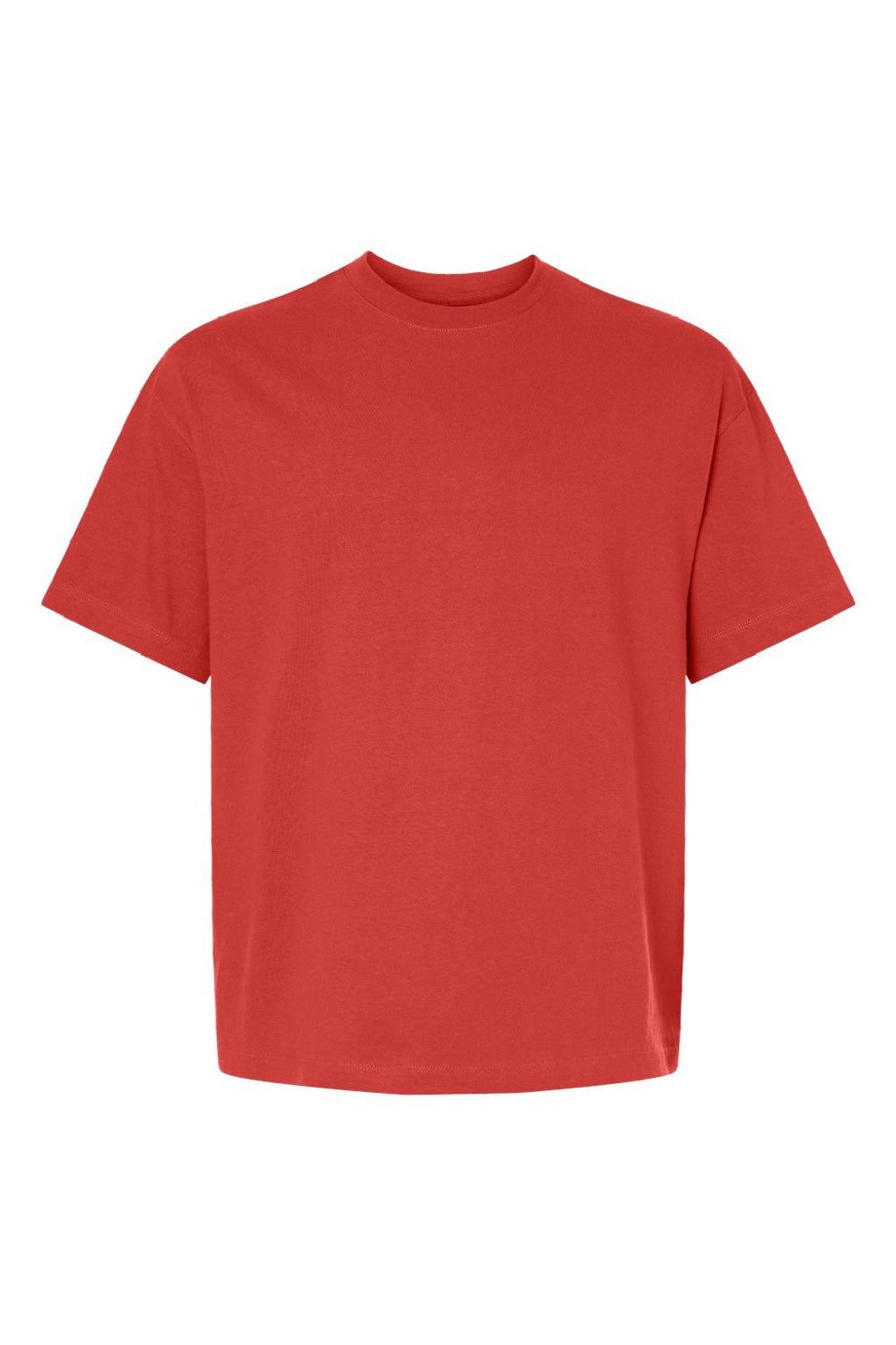 Hanes 5180R Mens Beefy-T Retro Street Short Sleeve Crewneck T-Shirt Poppy Red Flat Front