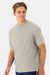 Hanes 5180R Mens Beefy-T Retro Street Short Sleeve Crewneck T-Shirt Sand Model Side