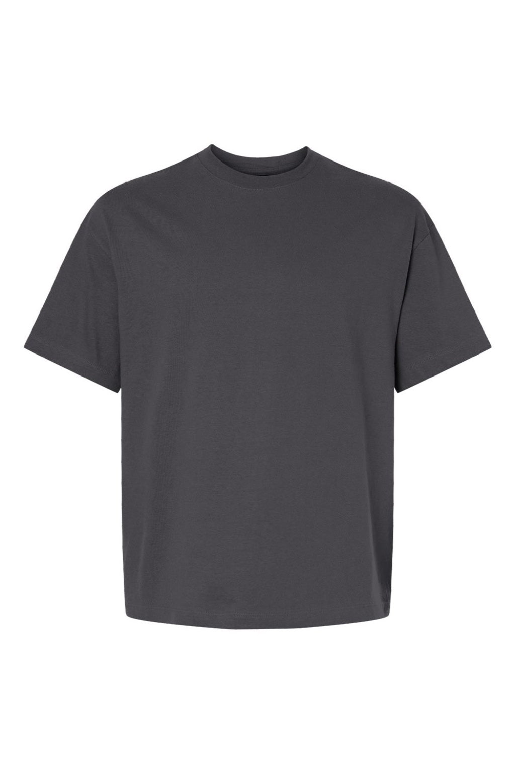 Hanes 5180R Mens Beefy-T Retro Street Short Sleeve Crewneck T-Shirt Smoke Grey Flat Front