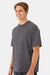 Hanes 5180R Mens Beefy-T Retro Street Short Sleeve Crewneck T-Shirt Smoke Grey Model Side