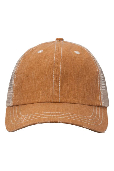Valucap Hats VC990 Mens Contrast Stitch Adjustable Hat Golden Brown/Khaki Flat Front