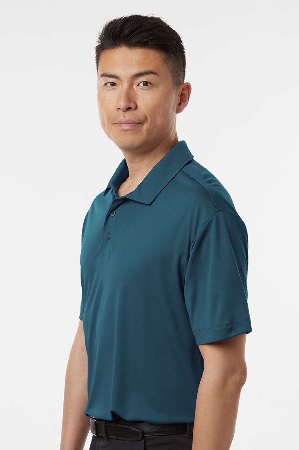 AllPro 41800 Mens Pro Lock Performance Short Sleeve Polo Shirt Atlantic Blue Model Side