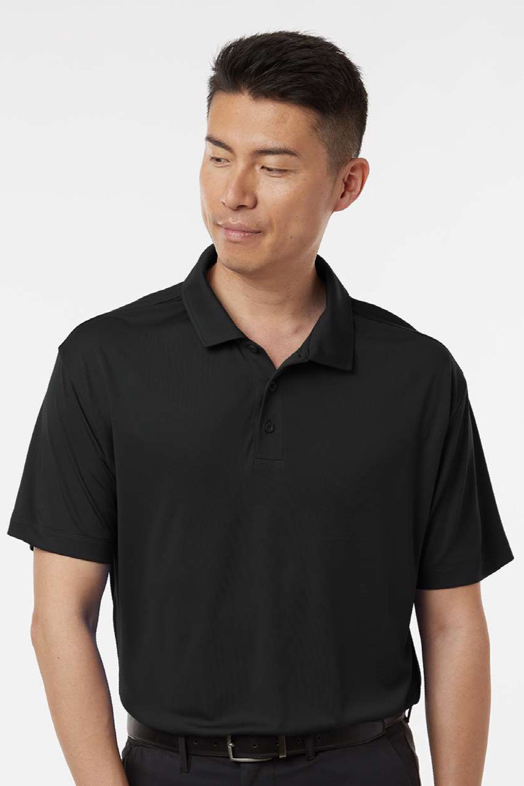 AllPro 41800 Mens Pro Lock Performance Short Sleeve Polo Shirt Black Model Front