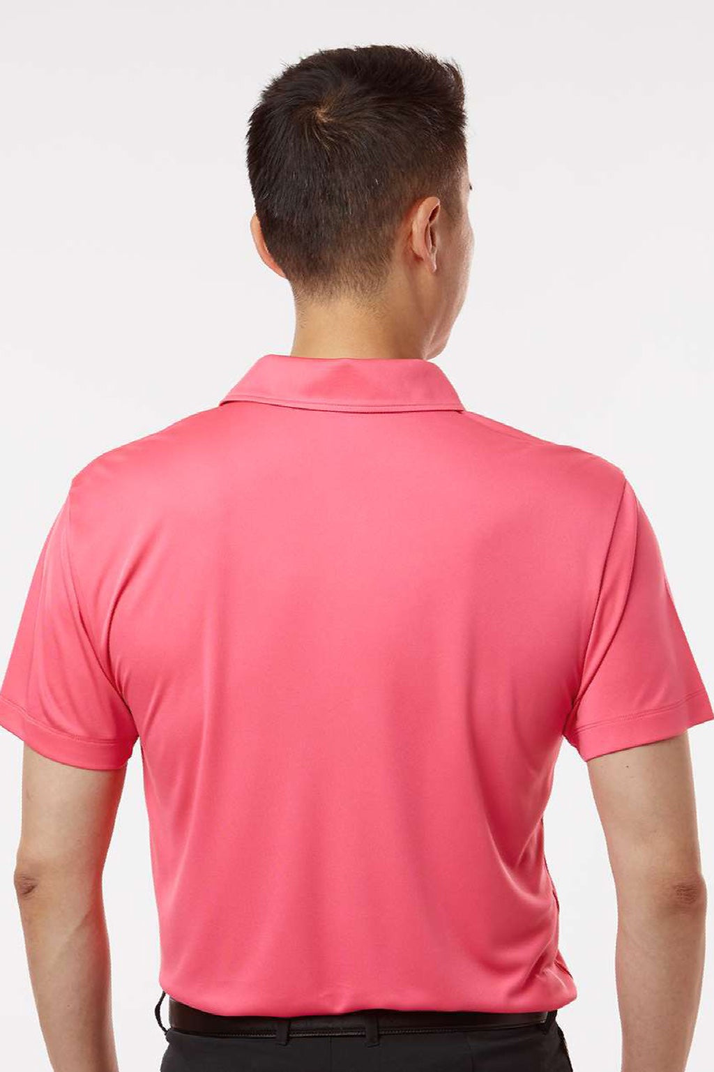 AllPro 41800 Mens Pro Lock Performance Short Sleeve Polo Shirt Bright Pink Model Back