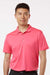 AllPro 41800 Mens Pro Lock Performance Short Sleeve Polo Shirt Bright Pink Model Front