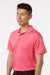 AllPro 41800 Mens Pro Lock Performance Short Sleeve Polo Shirt Bright Pink Model Side