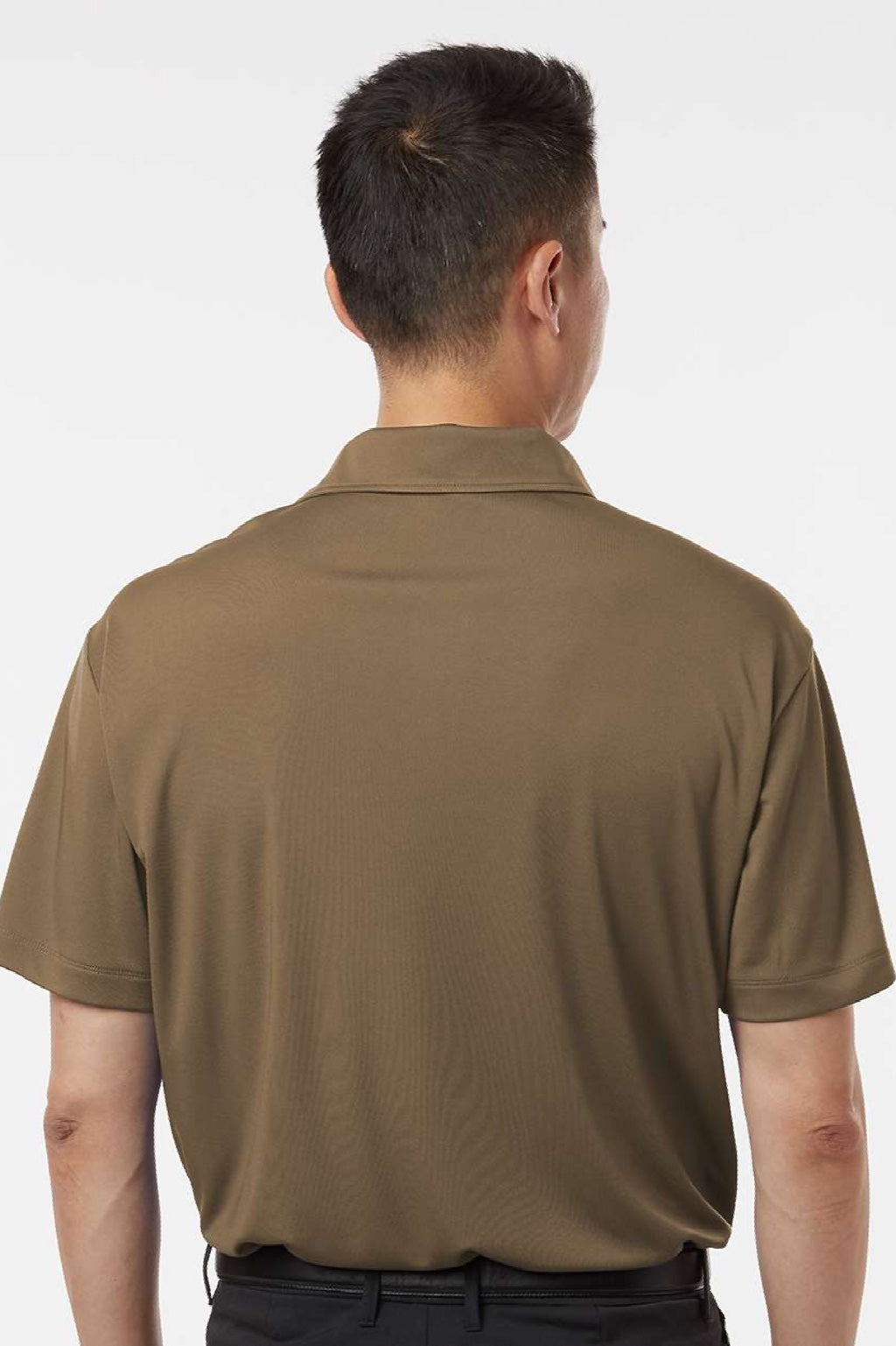 AllPro 41800 Mens Pro Lock Performance Short Sleeve Polo Shirt Cigar Brown Model Back