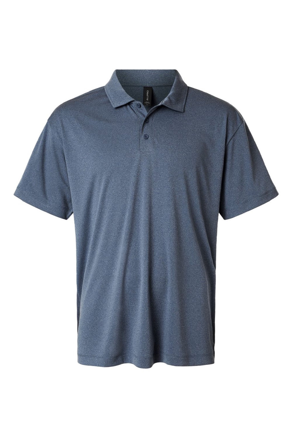 AllPro 41800 Mens Pro Lock Performance Short Sleeve Polo Shirt Heather Navy Blue Flat Front