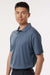 AllPro 41800 Mens Pro Lock Performance Short Sleeve Polo Shirt Heather Navy Blue Model Side