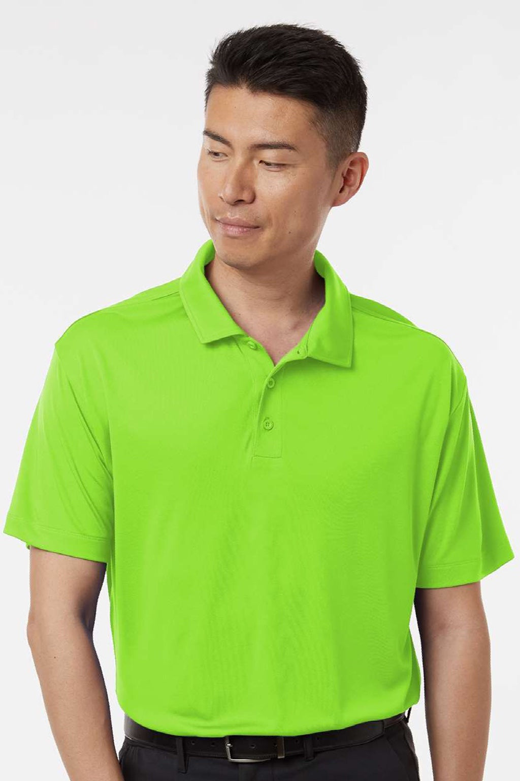 AllPro 41800 Mens Pro Lock Performance Short Sleeve Polo Shirt Lime Green Model Front