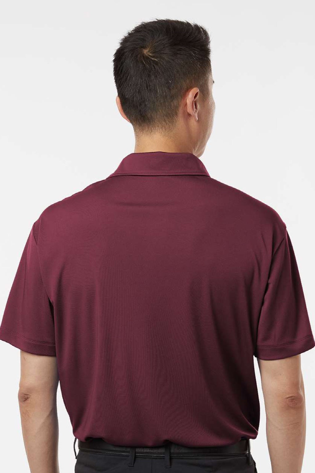 AllPro 41800 Mens Pro Lock Performance Short Sleeve Polo Shirt Maroon Model Back