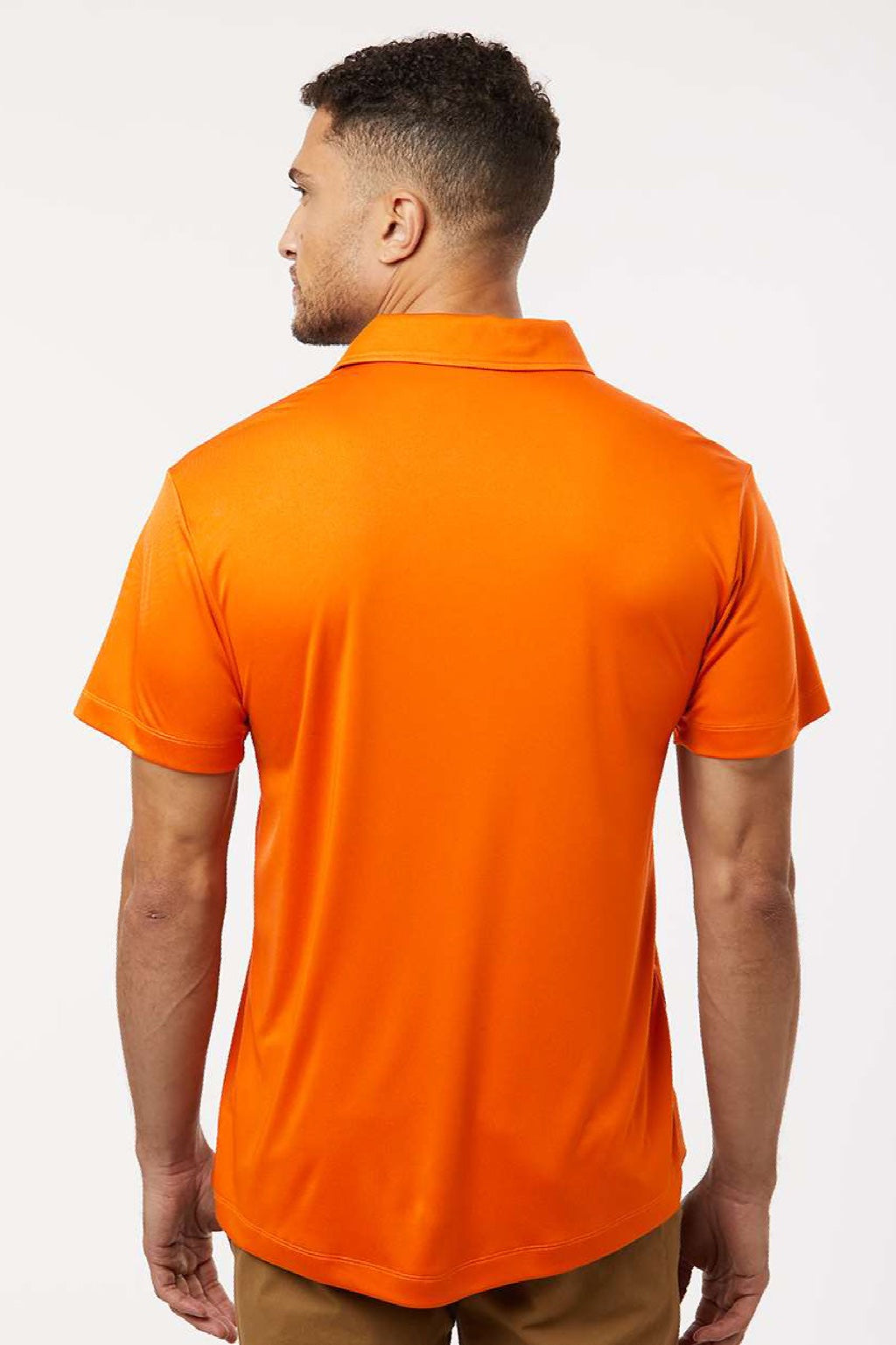 AllPro 41800 Mens Pro Lock Performance Short Sleeve Polo Shirt Neon Orange Model Back