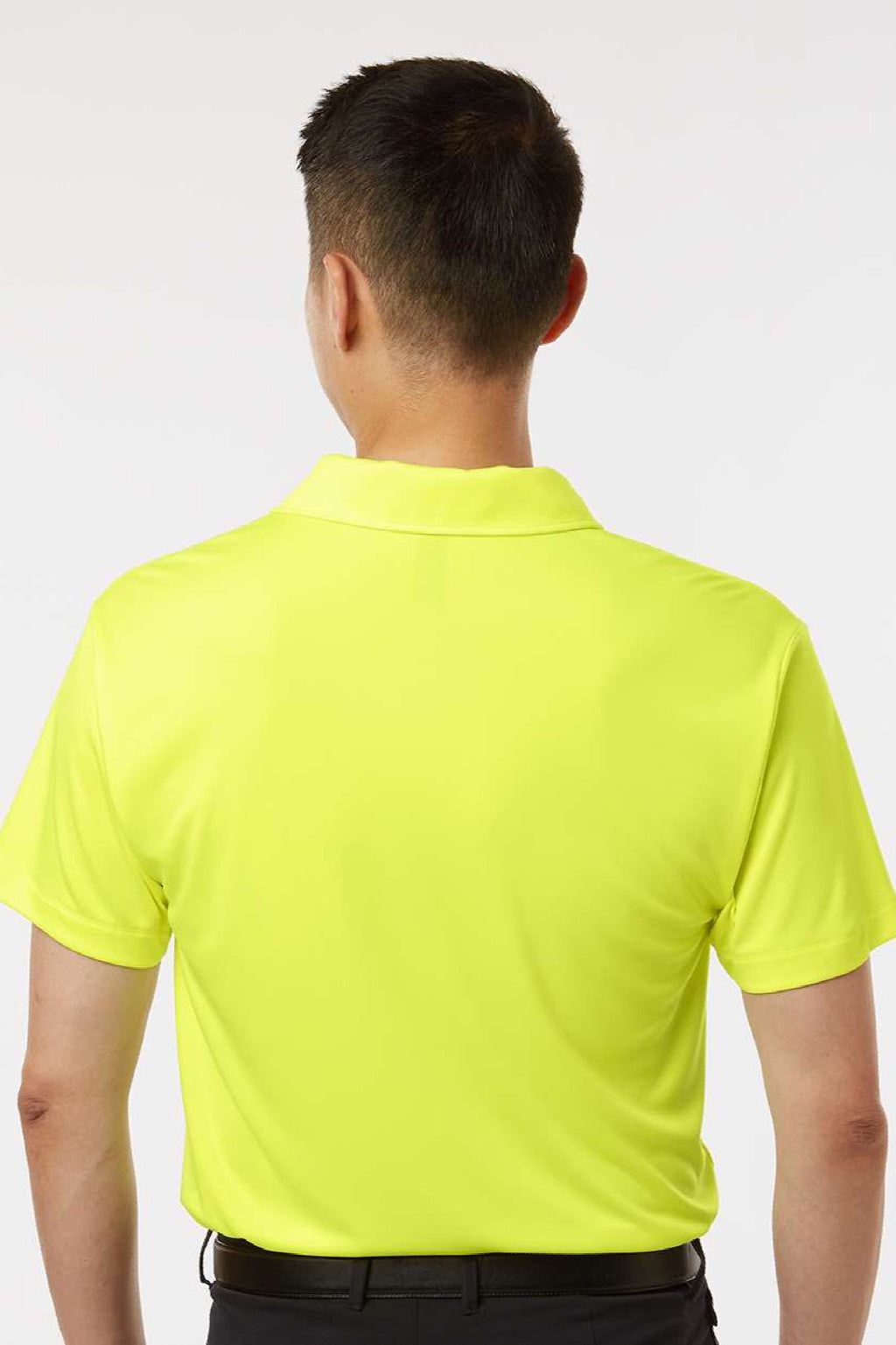 AllPro 41800 Mens Pro Lock Performance Short Sleeve Polo Shirt Neon Yellow Model Back