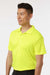 AllPro 41800 Mens Pro Lock Performance Short Sleeve Polo Shirt Neon Yellow Model Side