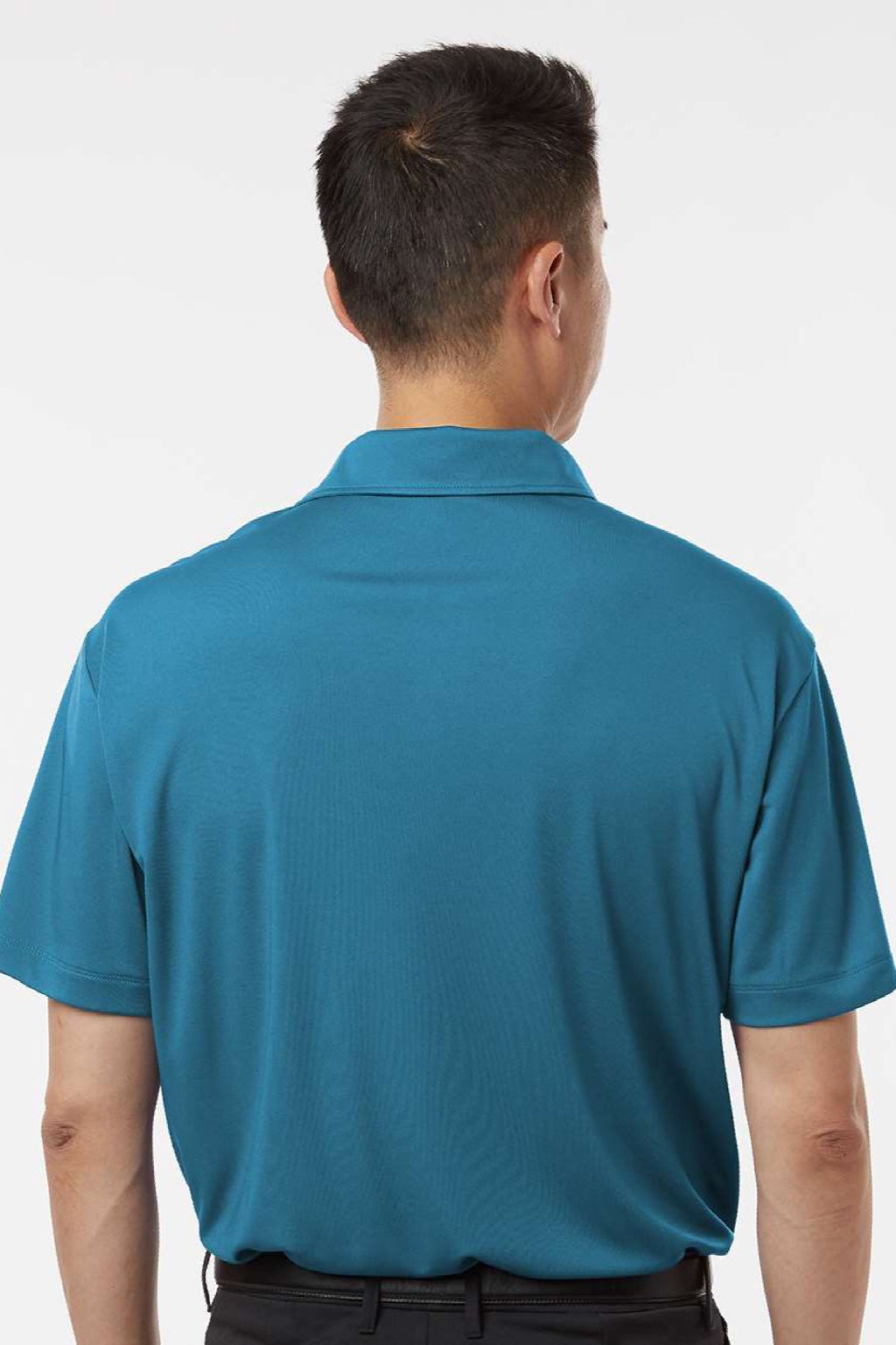AllPro 41800 Mens Pro Lock Performance Short Sleeve Polo Shirt Pacific Blue Model Back