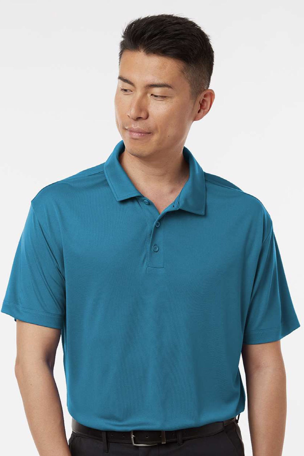 AllPro 41800 Mens Pro Lock Performance Short Sleeve Polo Shirt Pacific Blue Model Front