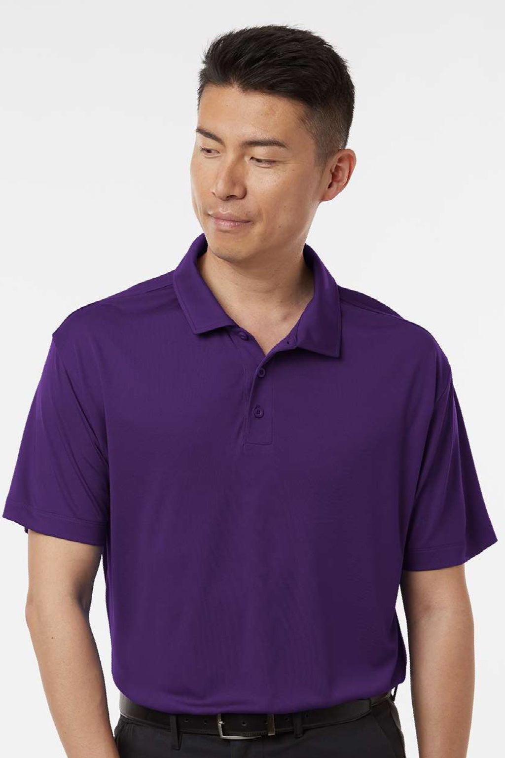 AllPro 41800 Mens Pro Lock Performance Short Sleeve Polo Shirt Purple Model Front