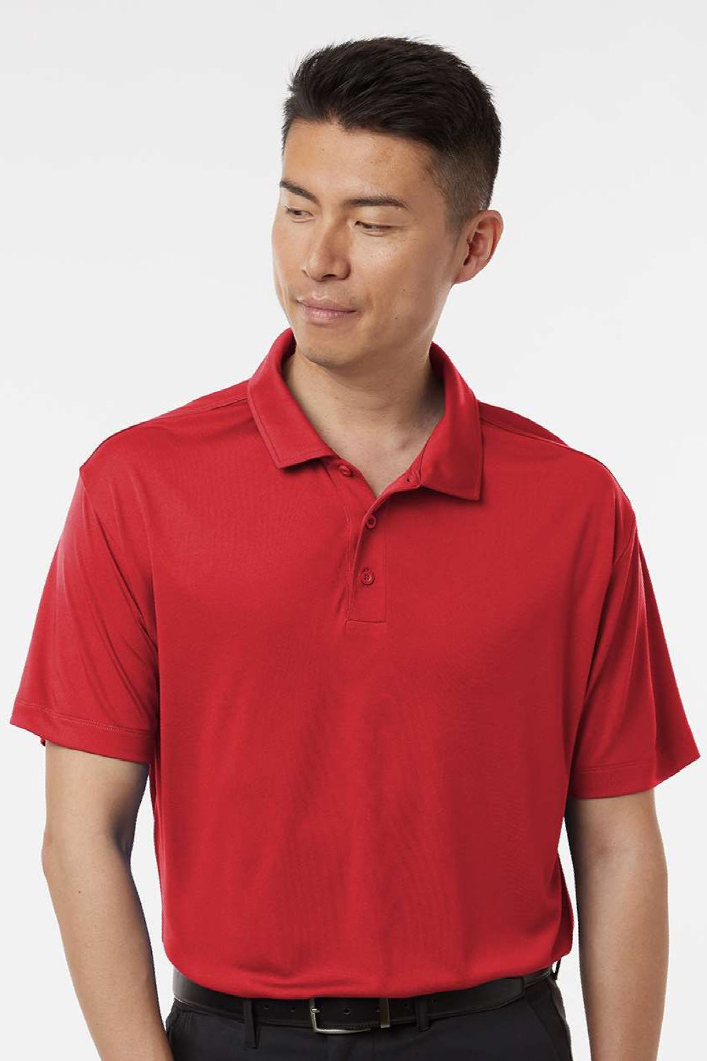 AllPro 41800 Mens Pro Lock Performance Short Sleeve Polo Shirt Red Model Front