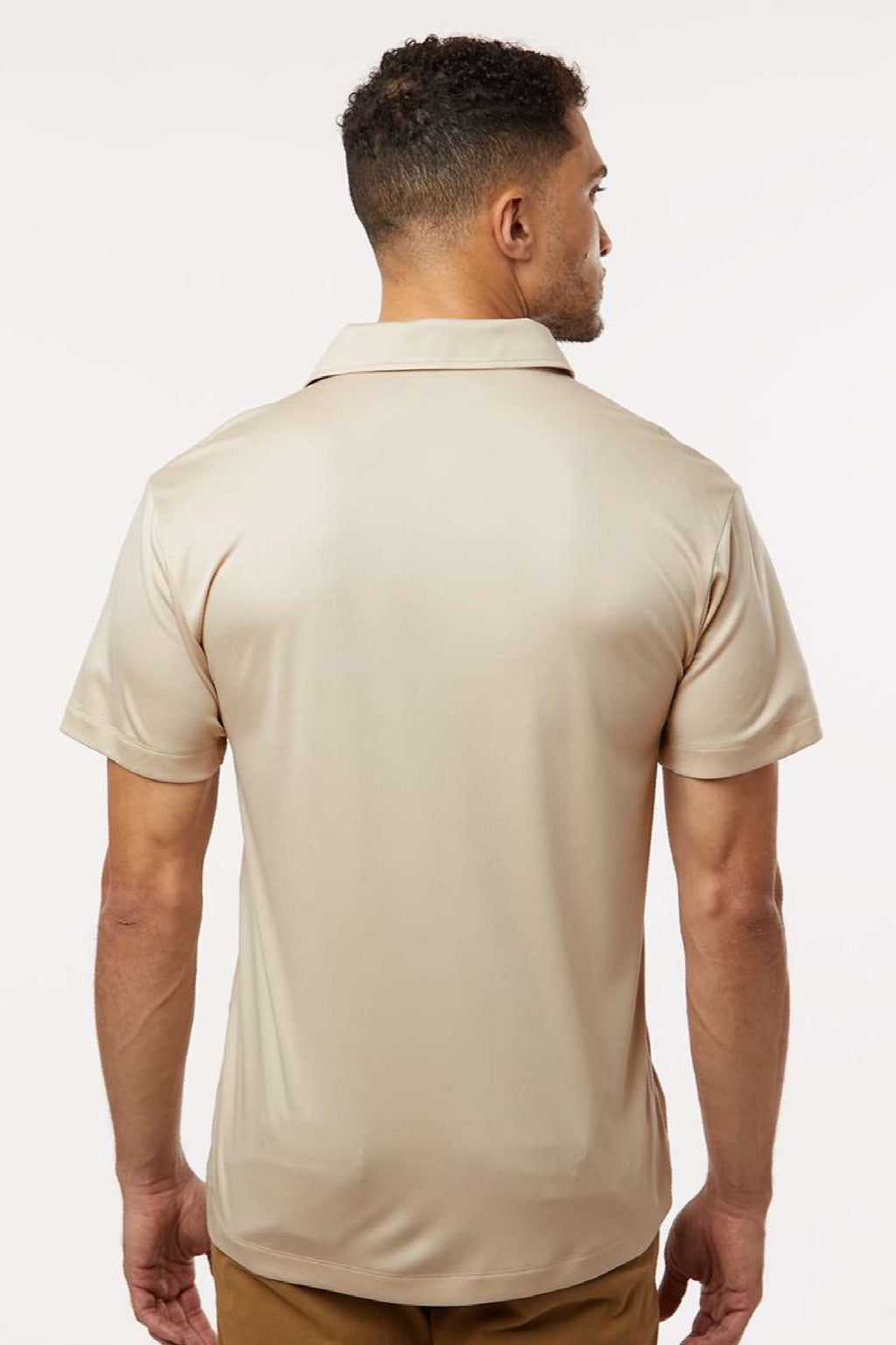 AllPro 41800 Mens Pro Lock Performance Short Sleeve Polo Shirt Sand Brown Model Back