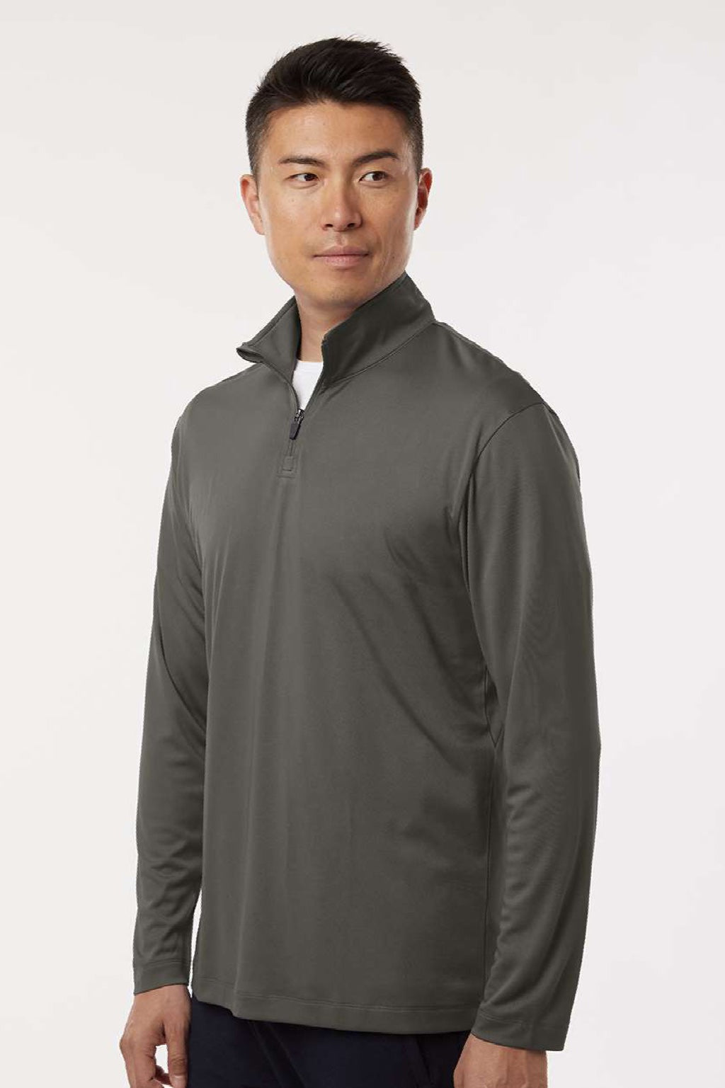 AllPro 41870 Mens Pro Lock Performance 1/4 Zip Sweatshirt Charcoal Grey Model Side