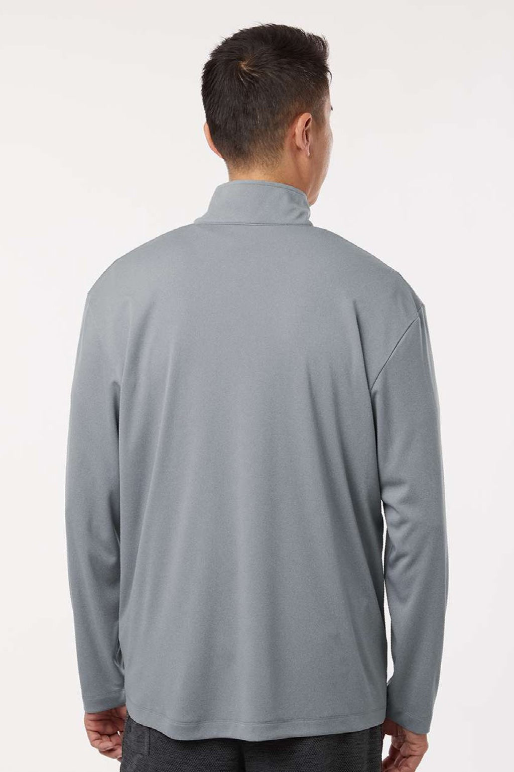 AllPro 41870 Mens Pro Lock Performance 1/4 Zip Sweatshirt Heather Steel Grey Model Back