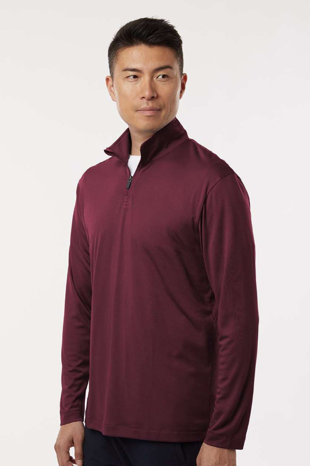 AllPro 41870 Mens Pro Lock Performance 1/4 Zip Sweatshirt Maroon Model Side