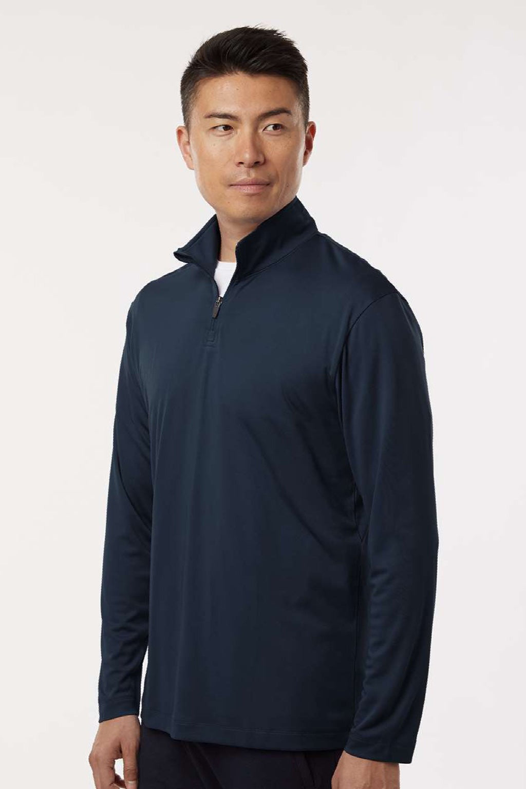 AllPro 41870 Mens Pro Lock Performance 1/4 Zip Sweatshirt Navy Blue Model Side