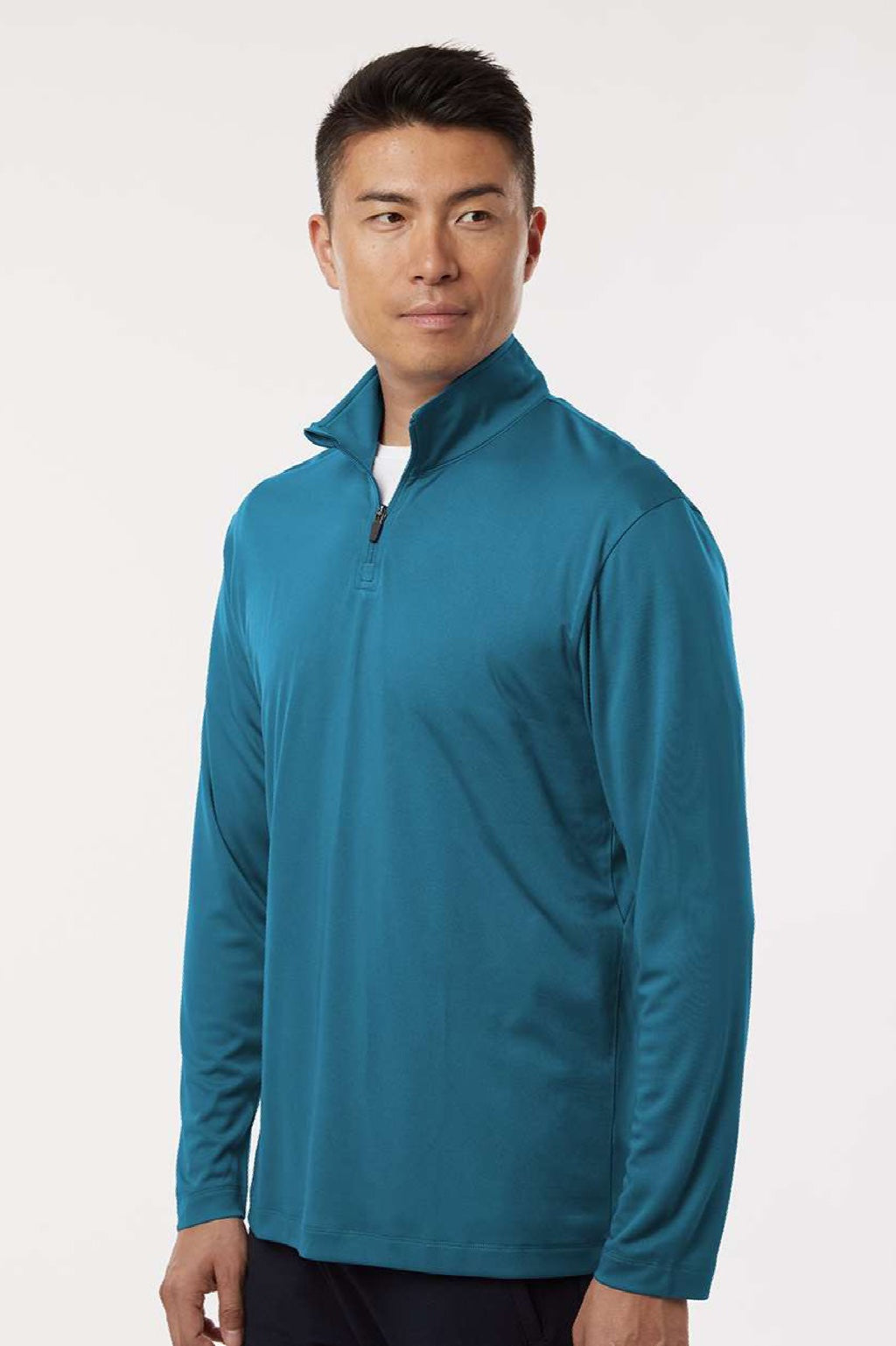 AllPro 41870 Mens Pro Lock Performance 1/4 Zip Sweatshirt Pacific Blue Model Side
