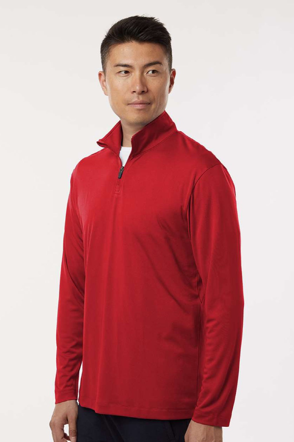 AllPro 41870 Mens Pro Lock Performance 1/4 Zip Sweatshirt Red Model Side