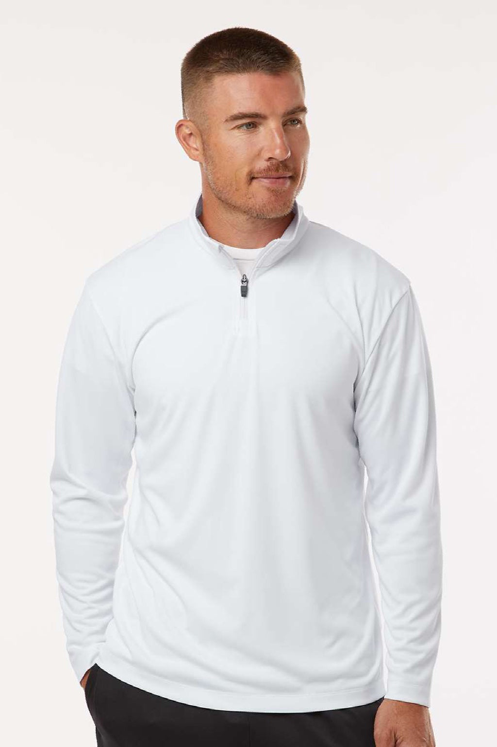 AllPro 41870 Mens Pro Lock Performance 1/4 Zip Sweatshirt White Model Front