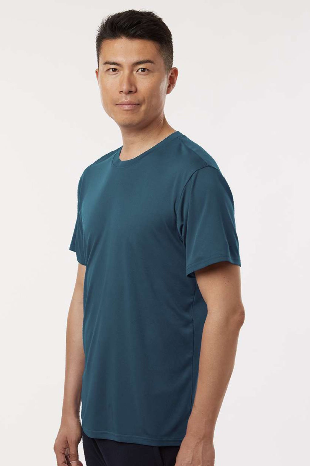 AllPro 48000 Mens Pro Lock Performance Short Sleeve Crewneck T-Shirt Atlantic Blue Model Side