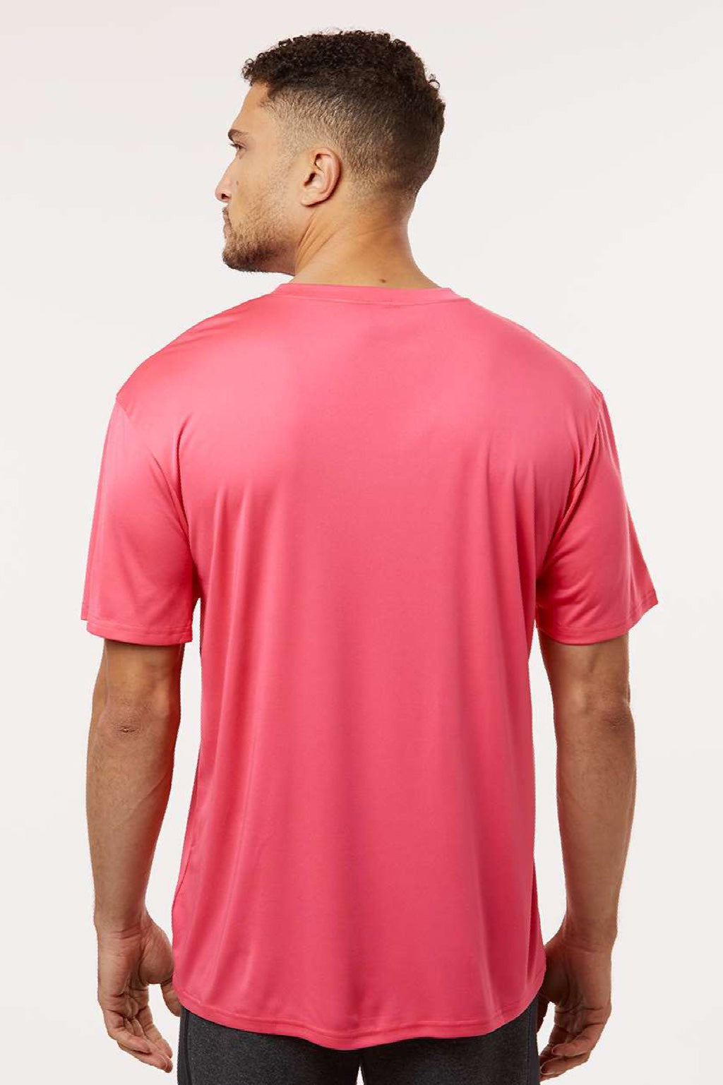 AllPro 48000 Mens Pro Lock Performance Short Sleeve Crewneck T-Shirt Bright Pink Model Back