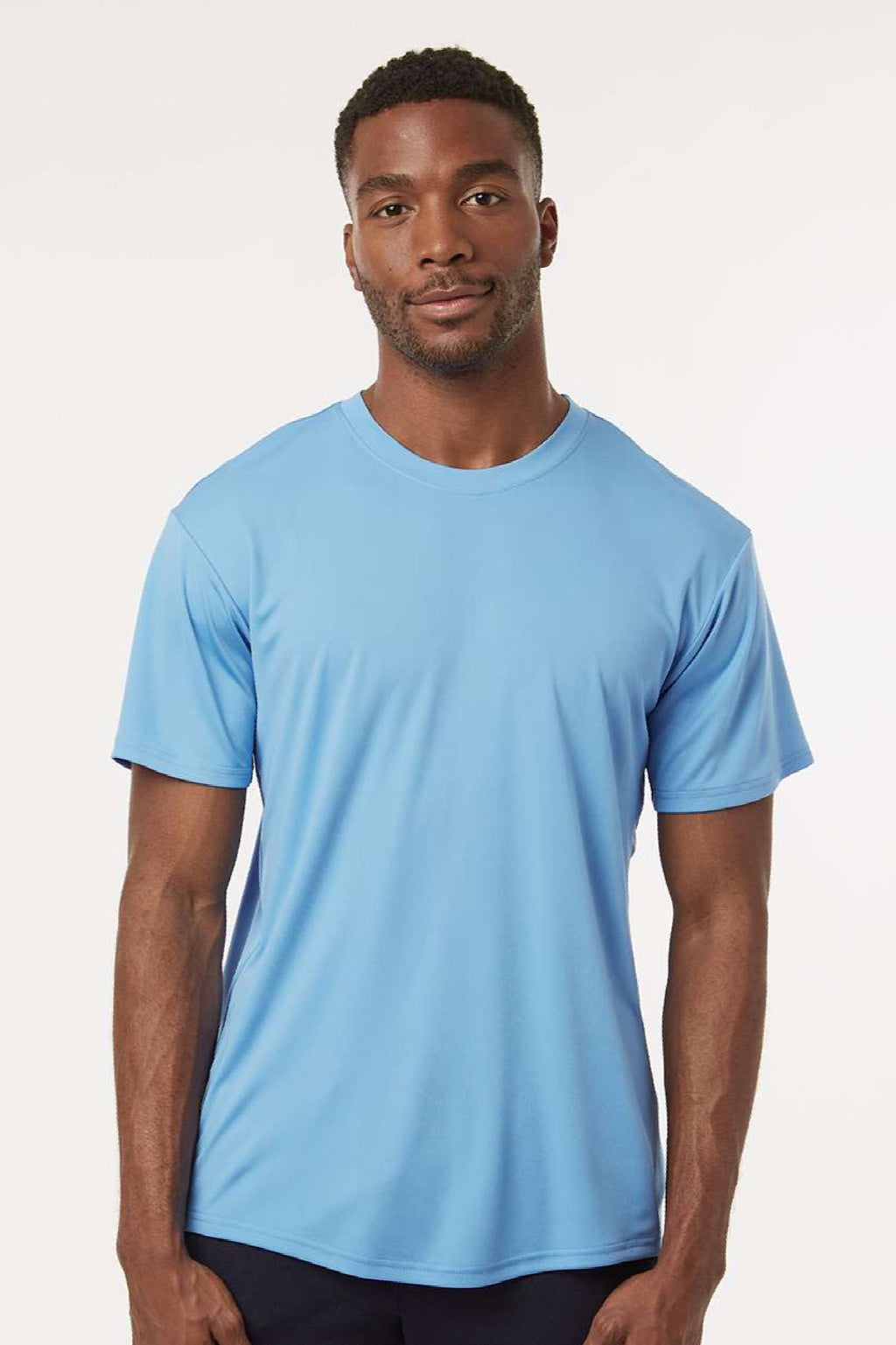 AllPro 48000 Mens Pro Lock Performance Short Sleeve Crewneck T-Shirt Carolina Blue Model Front