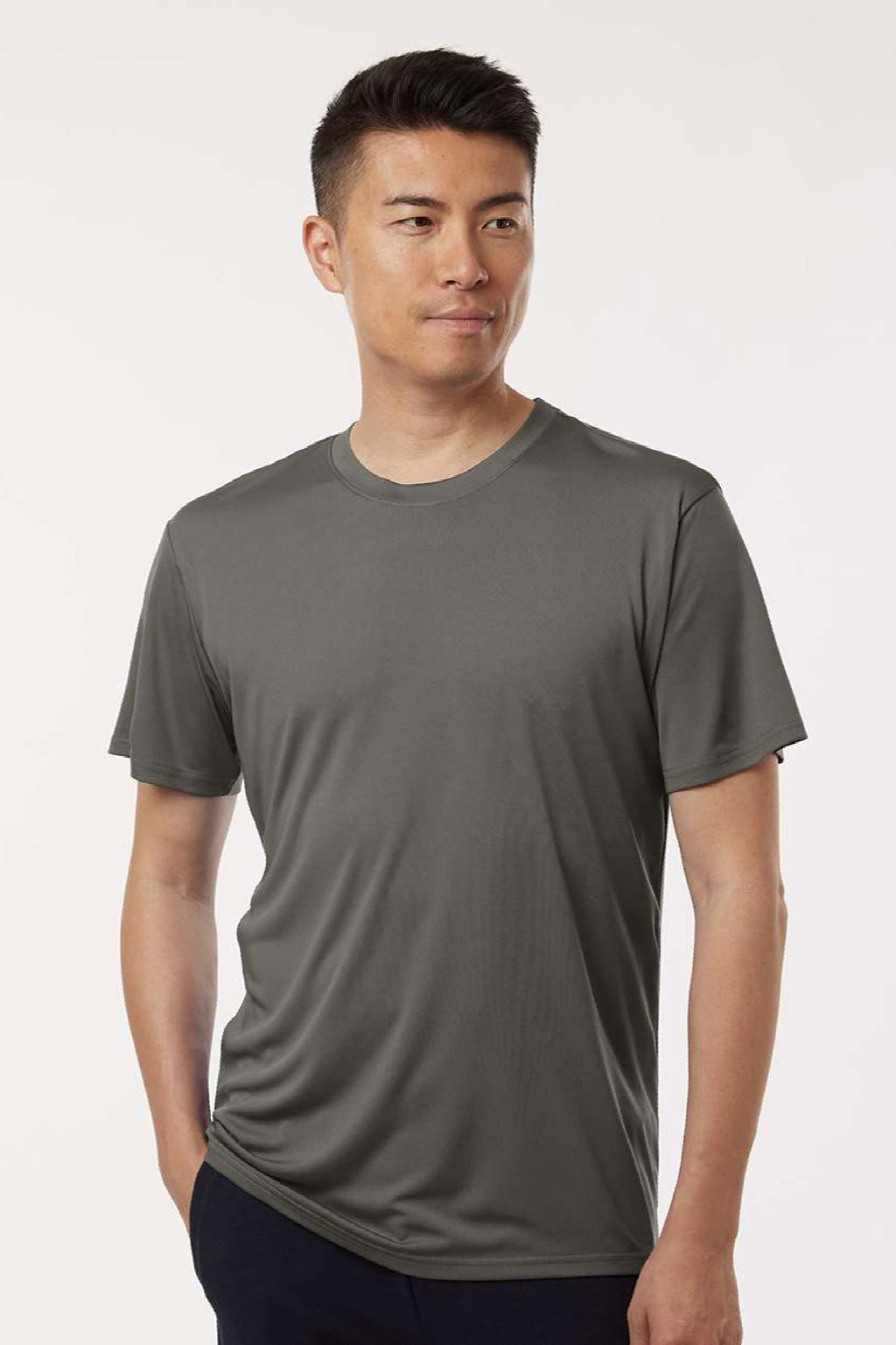 AllPro 48000 Mens Pro Lock Performance Short Sleeve Crewneck T-Shirt Charcoal Grey Model Front