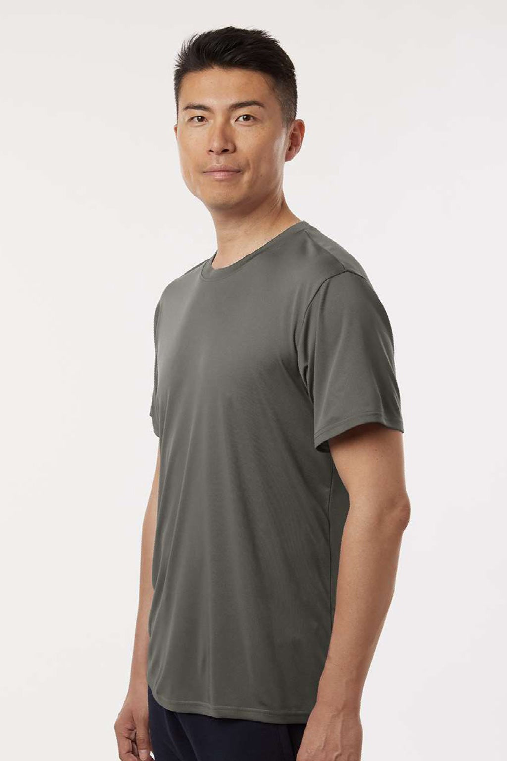 AllPro 48000 Mens Pro Lock Performance Short Sleeve Crewneck T-Shirt Charcoal Grey Model Side