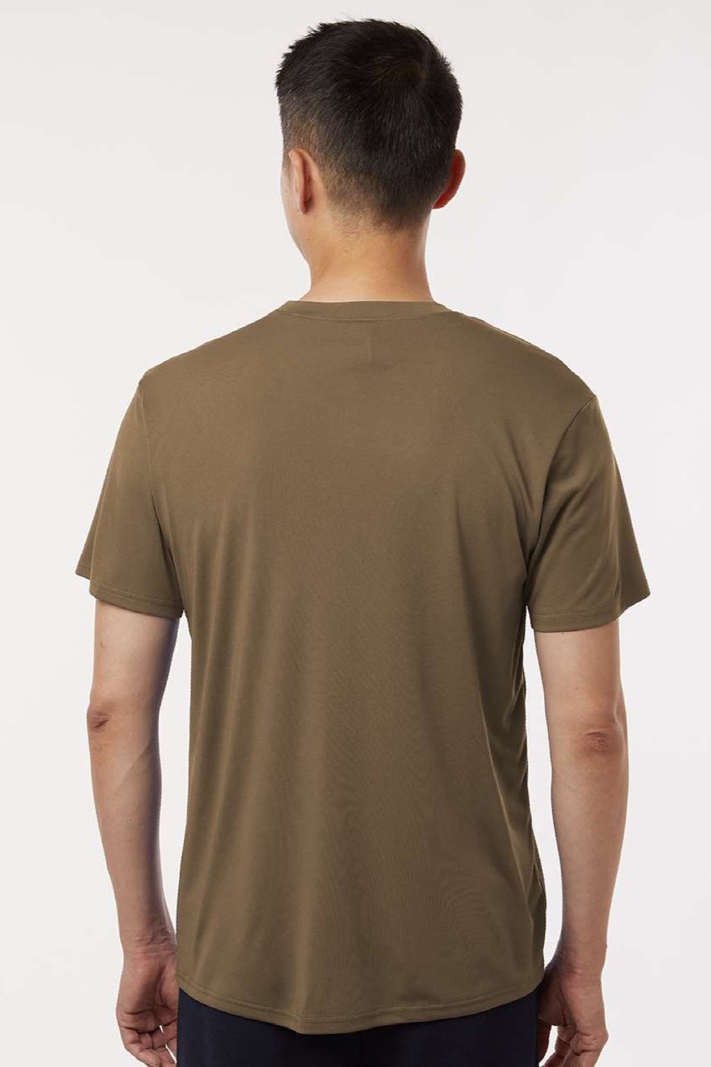 AllPro 48000 Mens Pro Lock Performance Short Sleeve Crewneck T-Shirt Cigar Brown Model Back