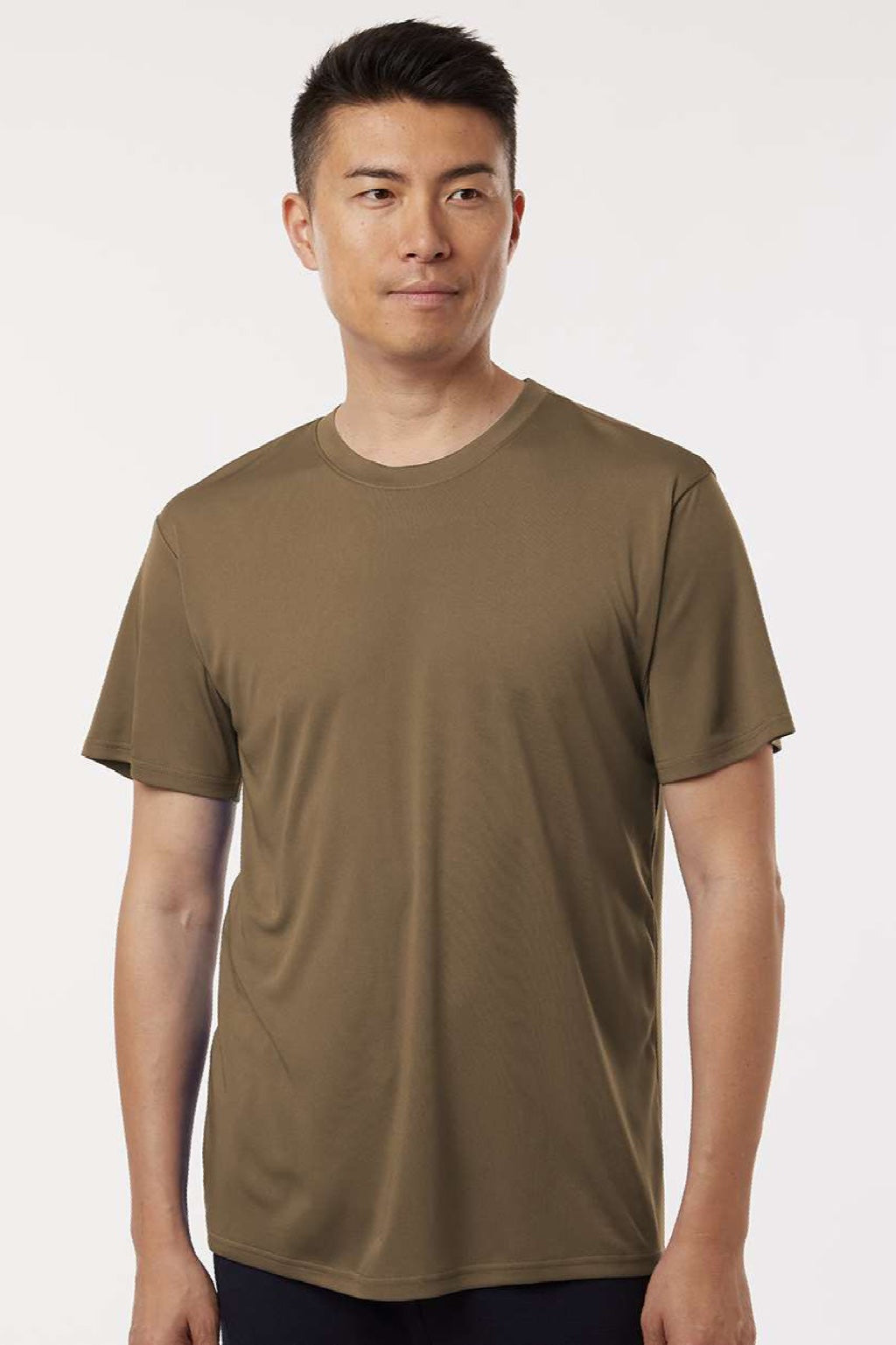 AllPro 48000 Mens Pro Lock Performance Short Sleeve Crewneck T-Shirt Cigar Brown Model Front