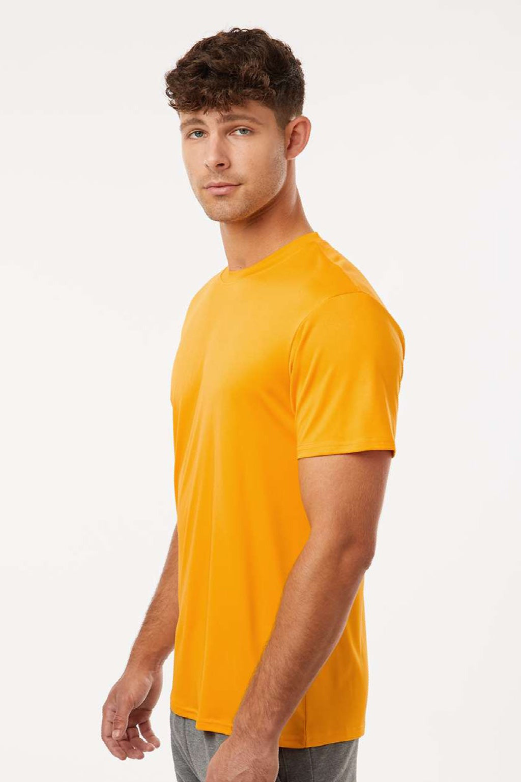AllPro 48000 Mens Pro Lock Performance Short Sleeve Crewneck T-Shirt Gold Model Side