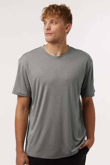 AllPro 48000 Mens Pro Lock Performance Short Sleeve Crewneck T-Shirt Heather Granite Grey Model Front