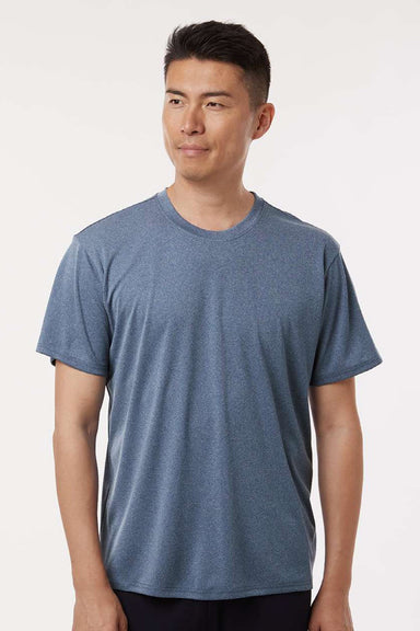 AllPro 48000 Mens Pro Lock Performance Short Sleeve Crewneck T-Shirt Heather Navy Blue Model Front