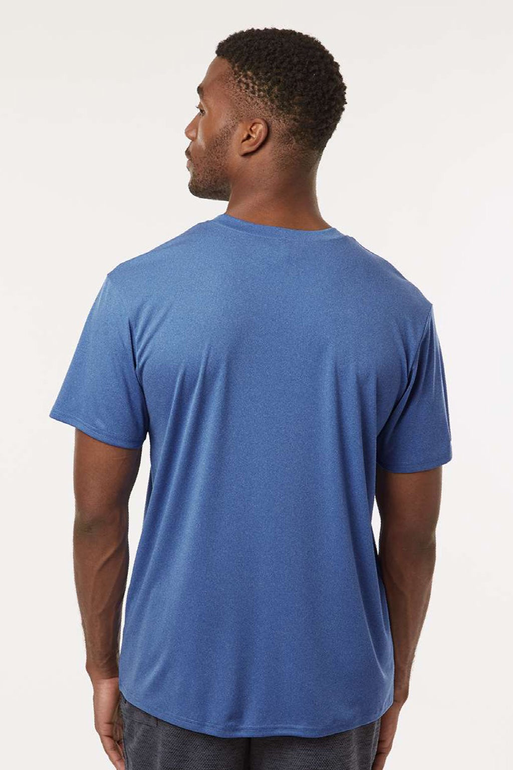 AllPro 48000 Mens Pro Lock Performance Short Sleeve Crewneck T-Shirt Heather Royal Blue Model Back