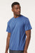 AllPro 48000 Mens Pro Lock Performance Short Sleeve Crewneck T-Shirt Heather Royal Blue Model Side